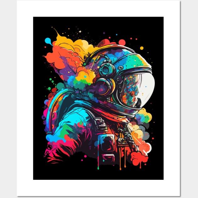 Astronaut in Space Colorful Vibrant Psychedelic Wall Art by K3rst